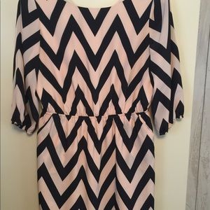Gianni Bini Black and Tan chevron dress